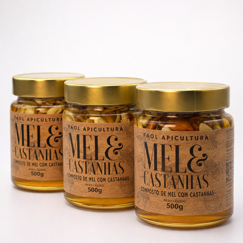Mel com Castanhas Premium 500g – O Encontro Perfeito entre Sabor e Qualidade