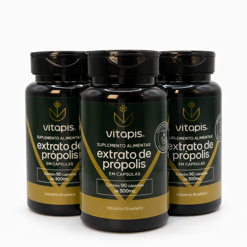 Kit 3 Cápsulas de Própolis Verde 90x300mg – Imunidade Natural sem o Sabor
