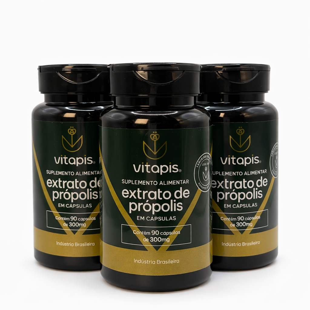Kit 3 Cápsulas de Própolis Verde 90x300mg – Imunidade Natural sem o Sabor