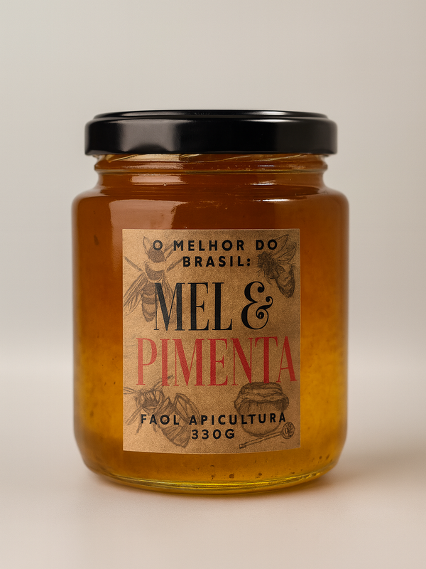 Mel com Pimenta Artesanal 330g – Alimento Funcional Natural
