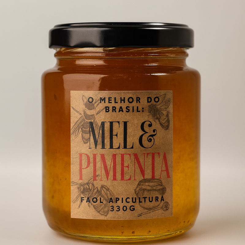 Mel com Pimenta Artesanal 330g – Alimento Funcional Natural
