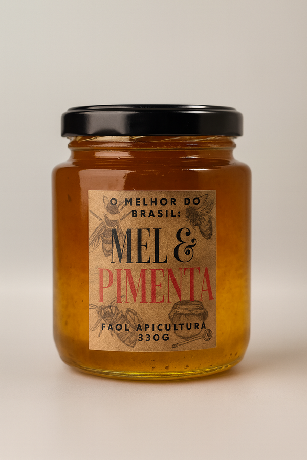 Mel com Pimenta Artesanal 330g – Alimento Funcional Natural