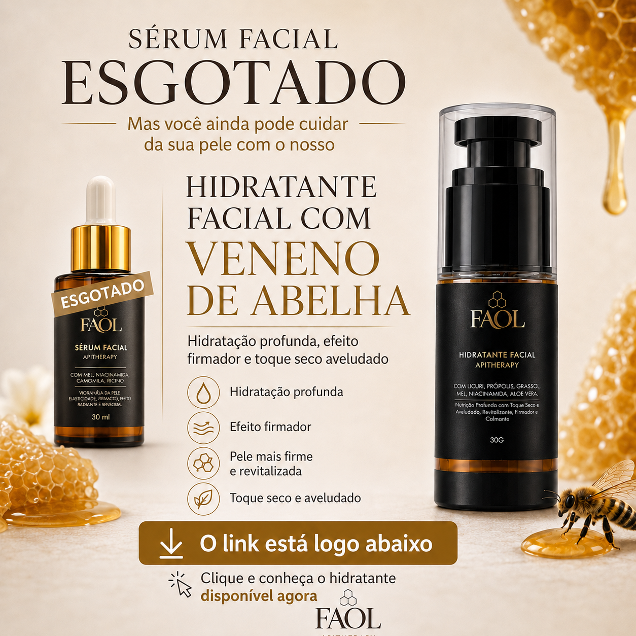 Sérum Facial Premium FAOL com Apitoxina (Bee Venom) 30ml