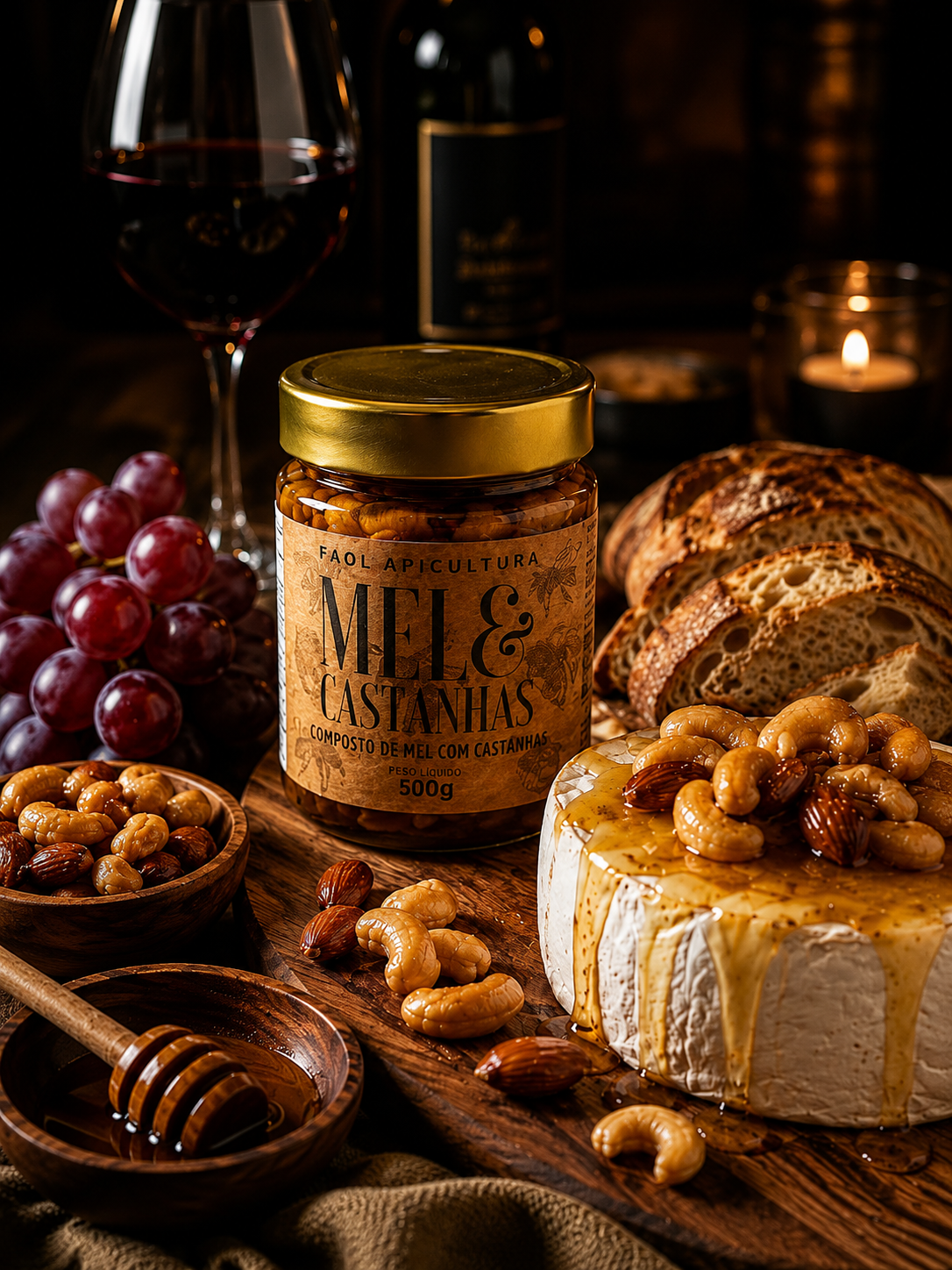 Mel com Castanhas Premium 500g – O Encontro Perfeito entre Sabor e Qualidade