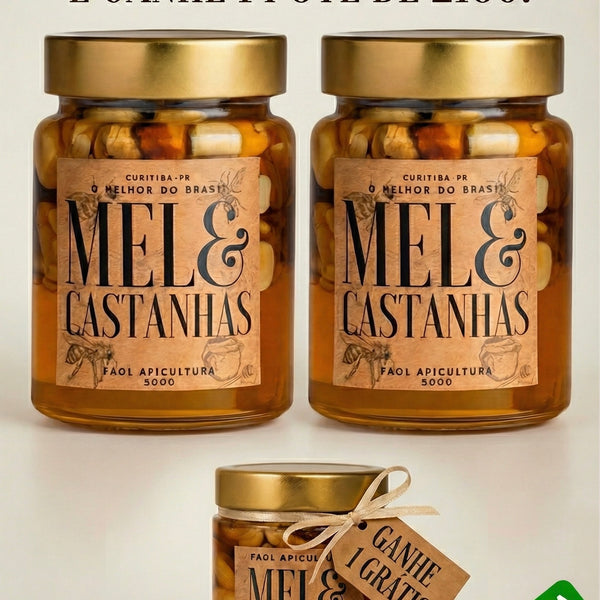2un Mel com Castanhas 500g - Ganhe 1 Mel com Castanha 210g