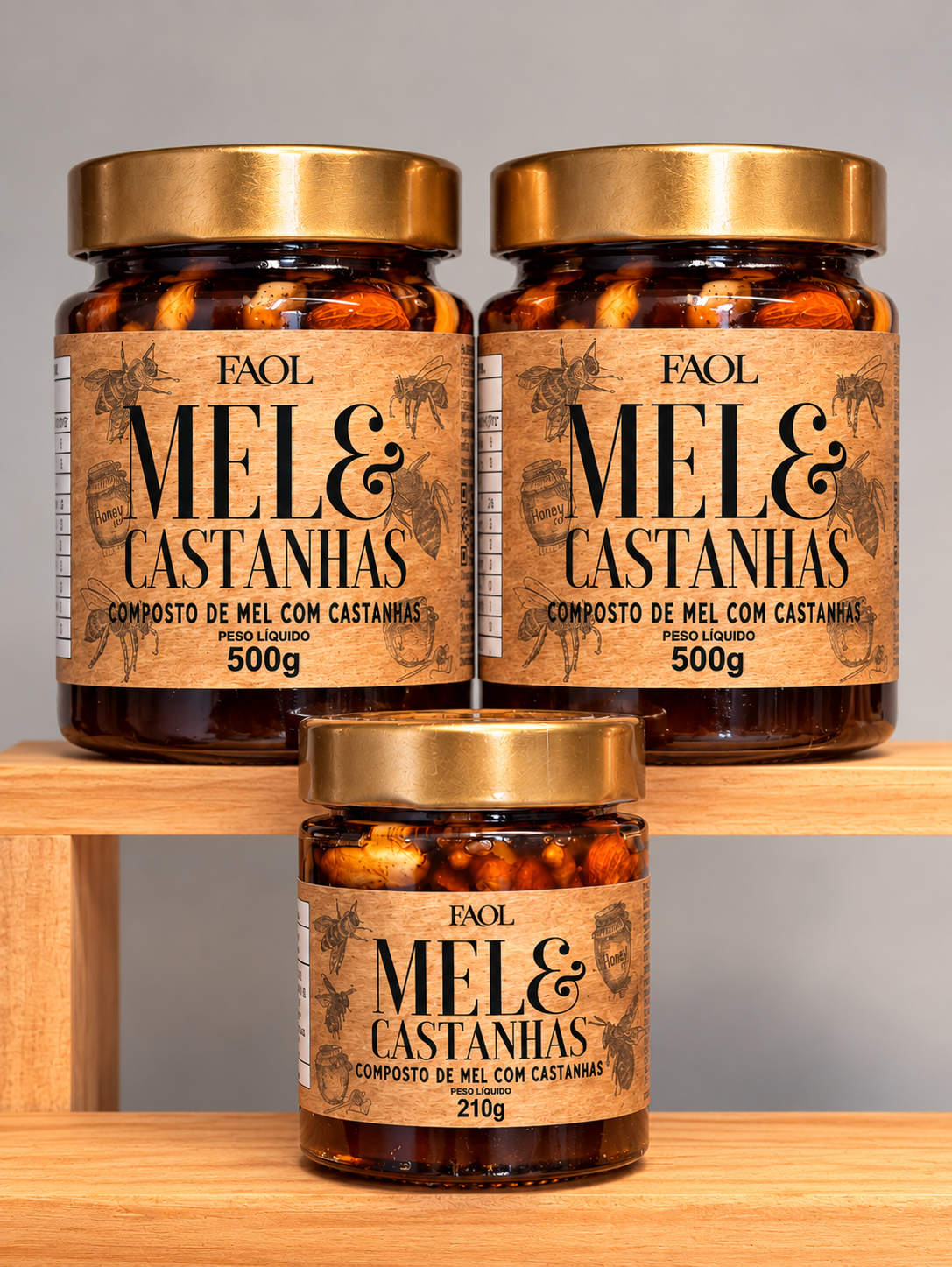 2un Mel com Castanhas 500g + 1 Mel com Castanha 210g