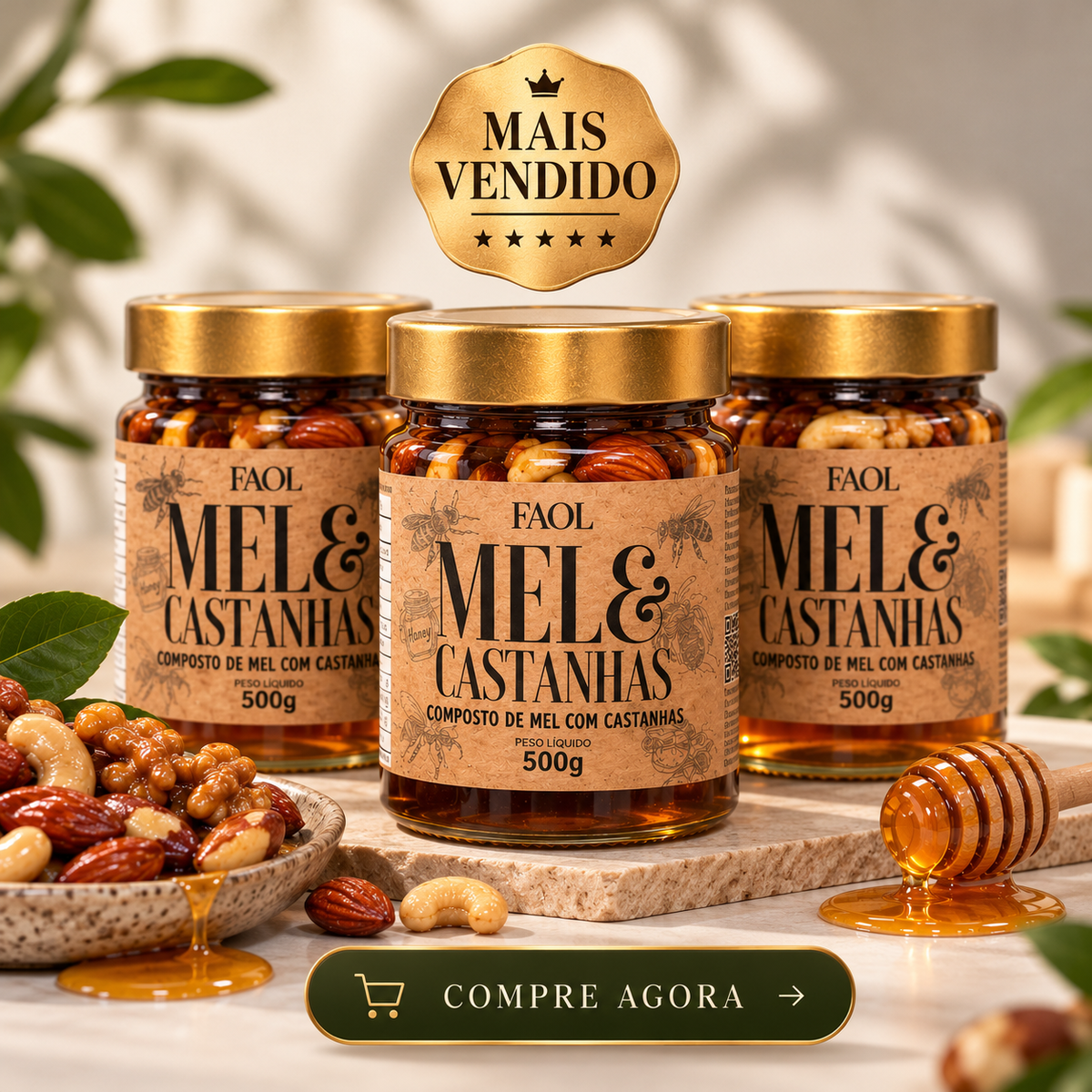 Kit 3 Mel & Castanhas 500g – Economia para o Mês