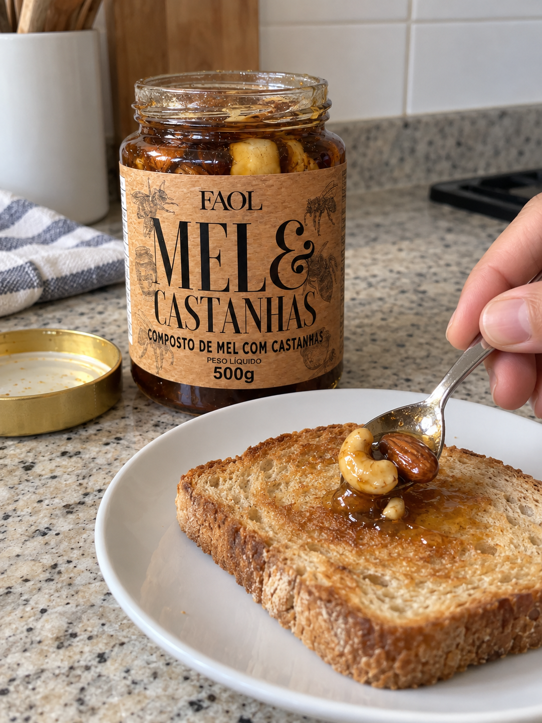 Mel com Castanhas Premium 500g – O Encontro Perfeito entre Sabor e Qualidade