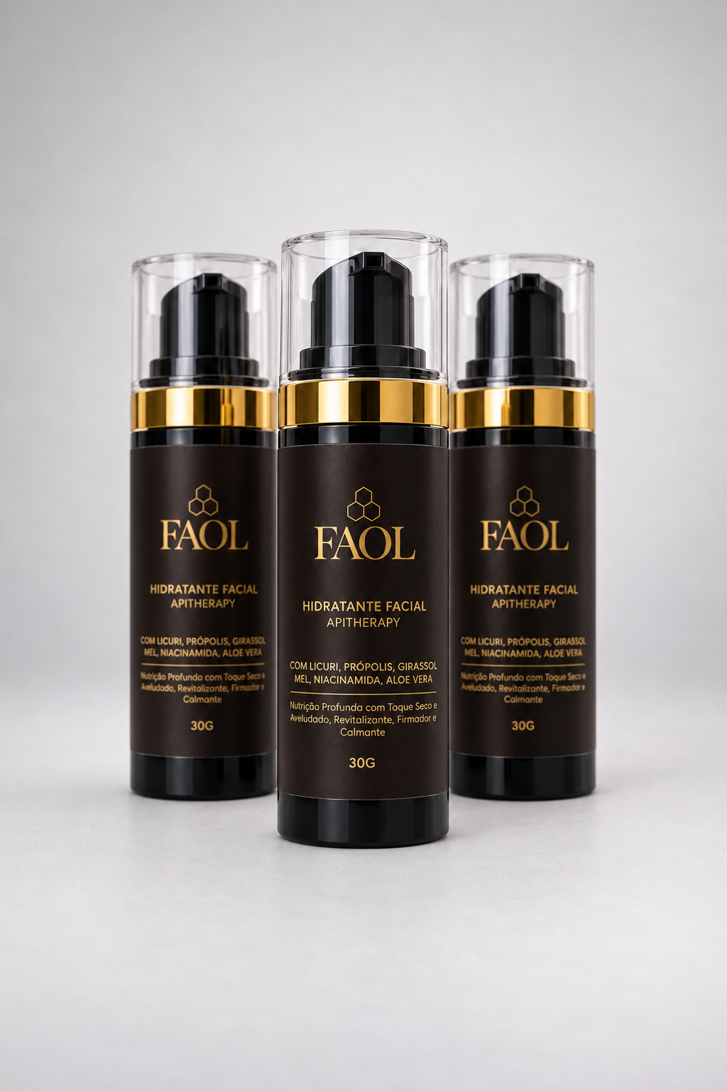 3x Hidratante Facial com Apitoxina FAOL 30g | Antissinais Natural