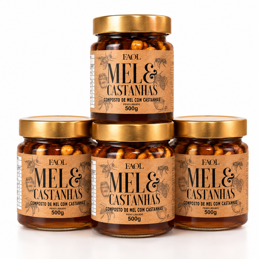 Super Kit FAOL – 4 Mel com Castanhas Premium 500g