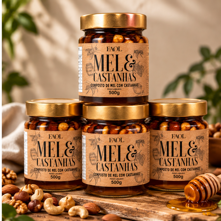 Super Kit FAOL – 4 Mel com Castanhas Premium 500g